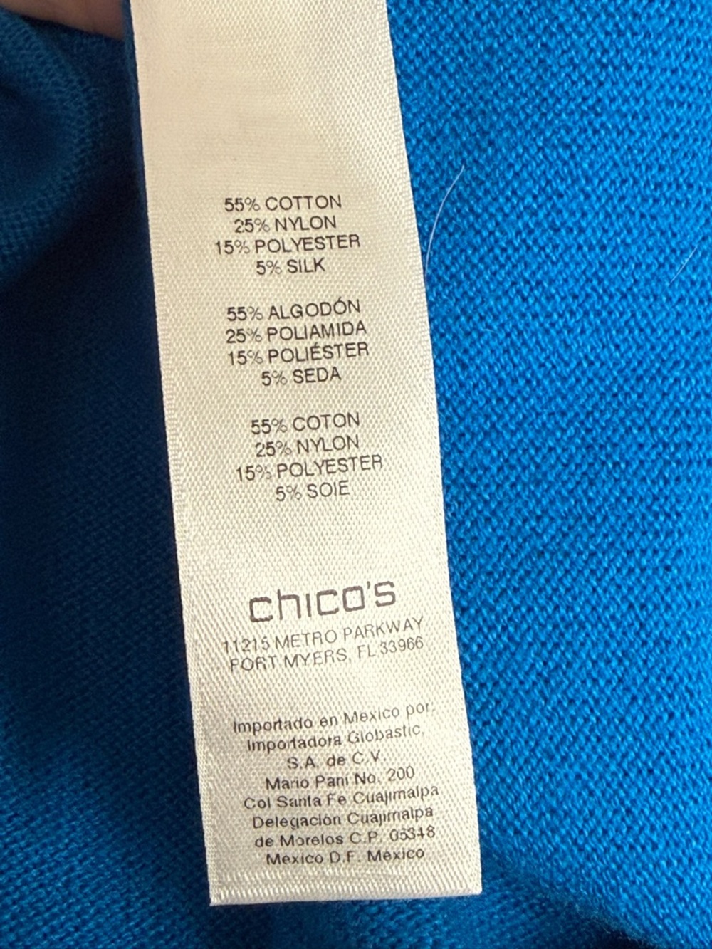 Chico's Teal V Neck Knit Top Short Sleeve Tunic Pockets Size 2 Soft Chic - Picture 9 of 11